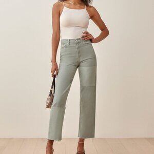 Reformation Ryan Tonal Patch High Rise Straight Jeans in Limon